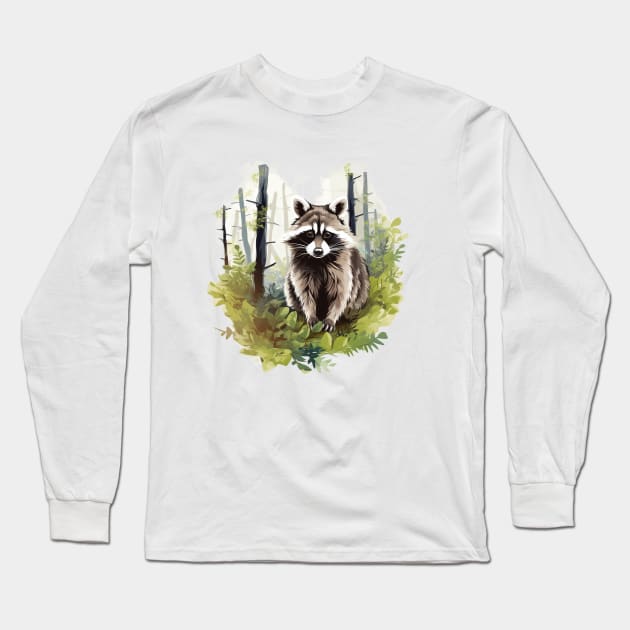 Raccoony Cuteness Long Sleeve T-Shirt by zooleisurelife